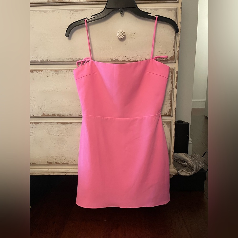 Olivaceous Pink Tie Bow Dress